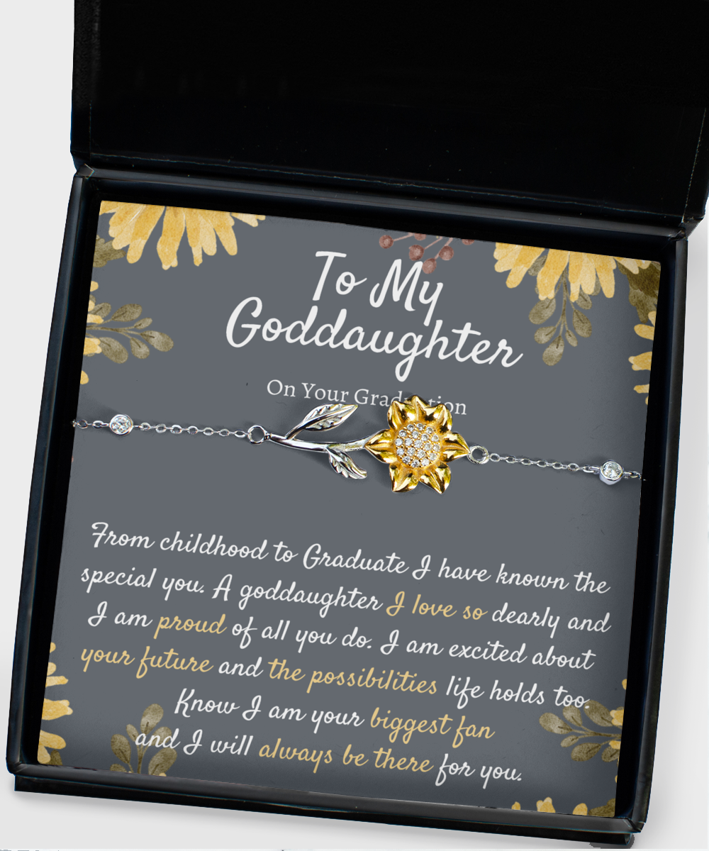 Goddaughter Graduation Gift, Sunflower Bracelet, Meaningful Goddaughter Gift, Gift from Godmother, Unique Gift for Goddaughter Graduation