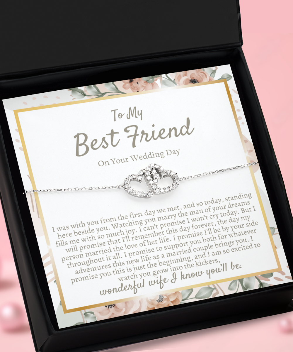 Best Friend Wedding Gift, Interlocking Bracelet for Bride, Bride Gift from Maid of Honor, Best Friend Gift on Her Wedding Day, Bestie Wedding, Silver 925