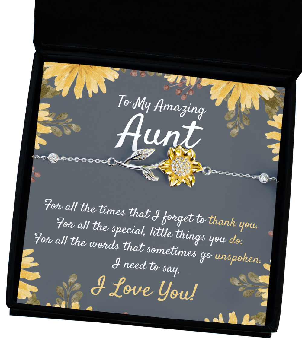 To My Aunt Sunflower Bracelet, Aunt Christmas Gift, Birthday Gift for Aunt from Niece & Nephew, Sentimental Aunt Gift