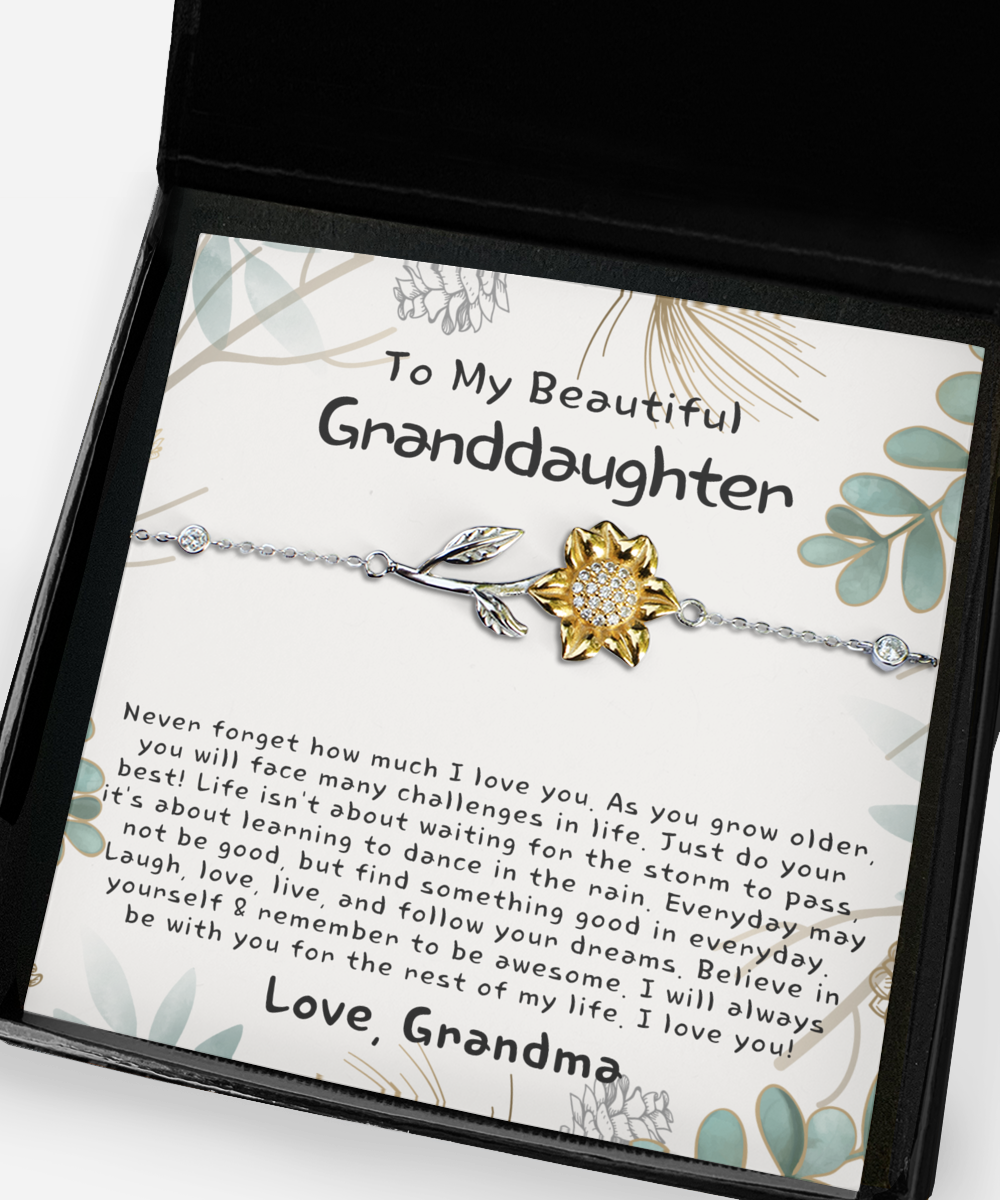 Meaningful Gift for Granddaughter, Sunflower Bracelet for Granddaughter