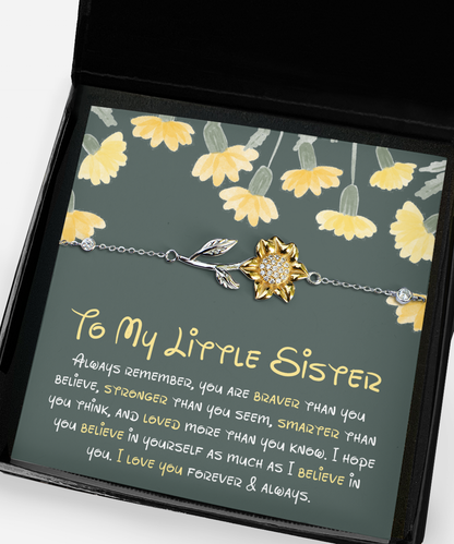 Little Sister Birthday Gift, Little Sister Gift from Big Sister, Little Sister Gift from Brother, Sunflower Bracelet, To My Little Sister