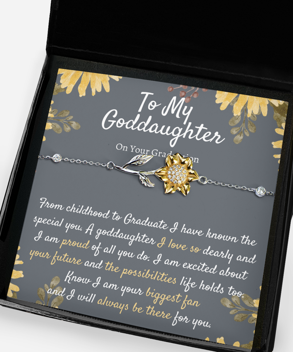 Goddaughter Graduation Gift, Sunflower Bracelet, Meaningful Goddaughter Gift, Gift from Godmother, Unique Gift for Goddaughter Graduation