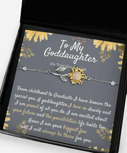 Goddaughter Graduation Gift, Sunflower Bracelet, Meaningful Goddaughter Gift, Gift from Godmother, Unique Gift for Goddaughter Graduation