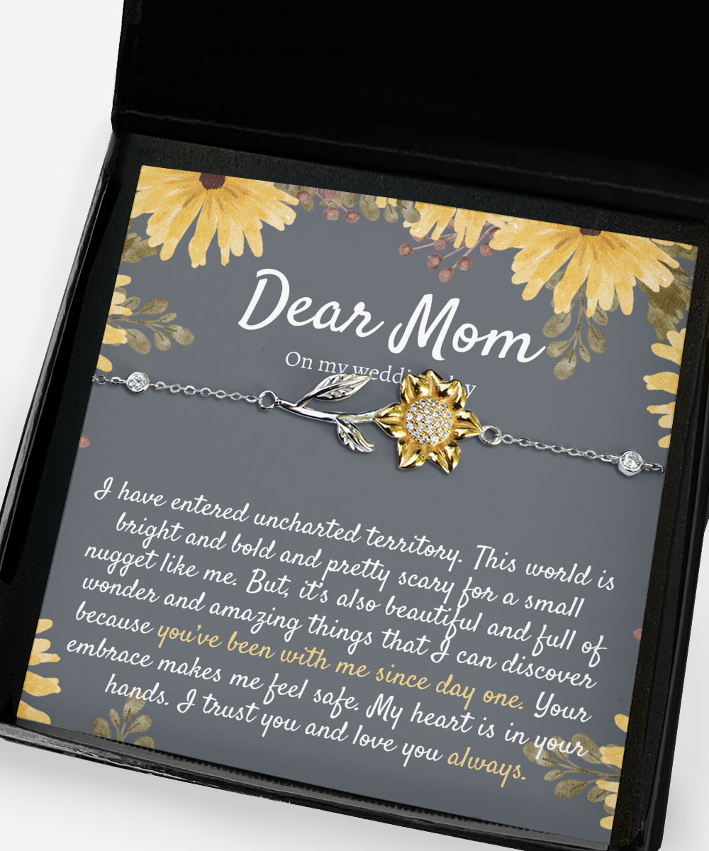 Wedding Day Mom Gift from Bride, Sunflower Bracelet, Mother of the Bride Gift from Daughter, Meaningful Gift for Mom