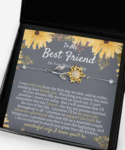 Best Friend Wedding Gift, Sunflower Bracelet for Bride, Bride Gift from Maid of Honor