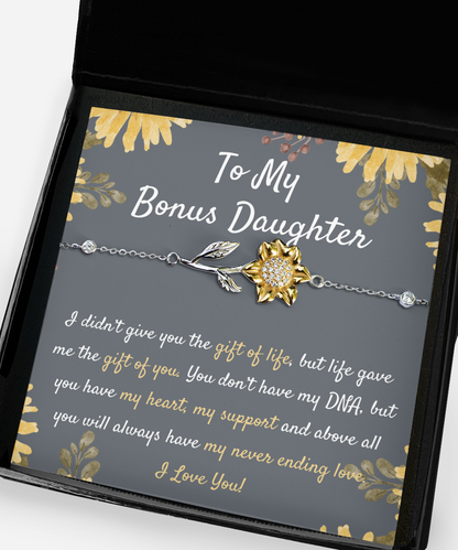 Gift for Bonus Daughter, Stepdaughter Sunflower Bracelet, Stepdaughter Gift Ideas, Unbiological Daughter Gift