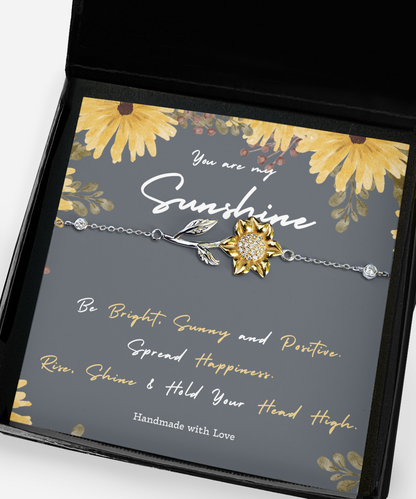 Sunflower Bracelet, You are my sunshine, Gift for Her, Sunflower Jewelry Gift for Her, Sunshine Jewelry