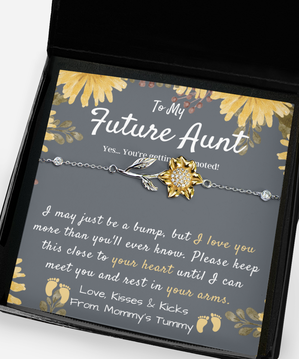 Promoted to Aunt Gift, New Aunt Gift, New Aunt Sunflower Bracelet, Gift for Aunt from Baby Bump, Aunt to Be Gift, Aunt Reveal, Announcement