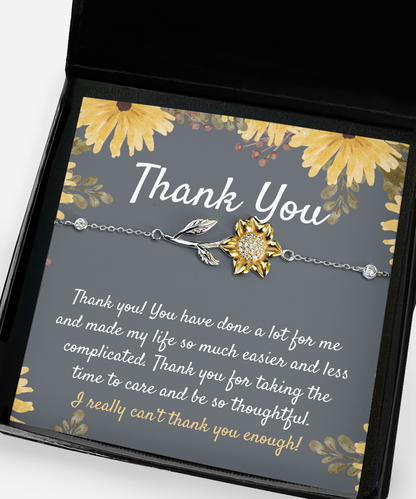 Thank You Gift, Appreciation Gift, Sunflower Bracelet, Thank You Jewelry Gift for Her