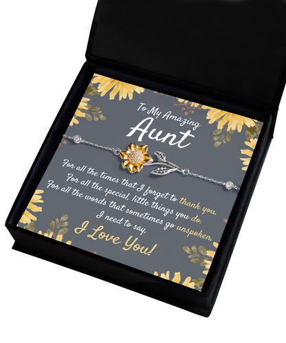 To My Aunt Sunflower Bracelet, Aunt Christmas Gift, Birthday Gift for Aunt from Niece & Nephew, Sentimental Aunt Gift