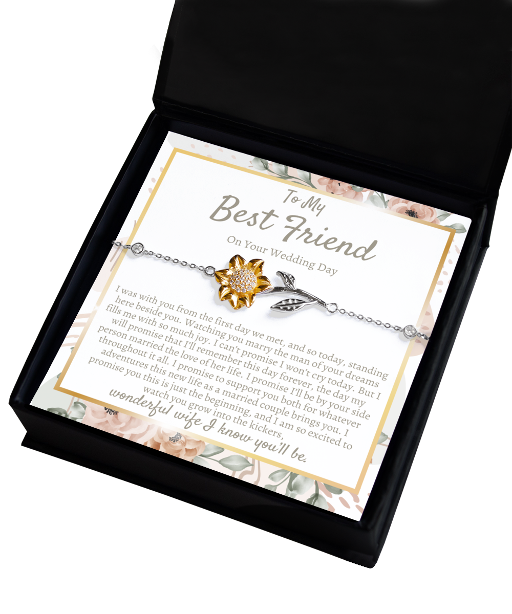 Best Friend Wedding Gift, Sunflower Bracelet for Bride, Bride Gift from Maid of Honor, Best Friend Gift on Her Wedding Day, Bestie Wedding