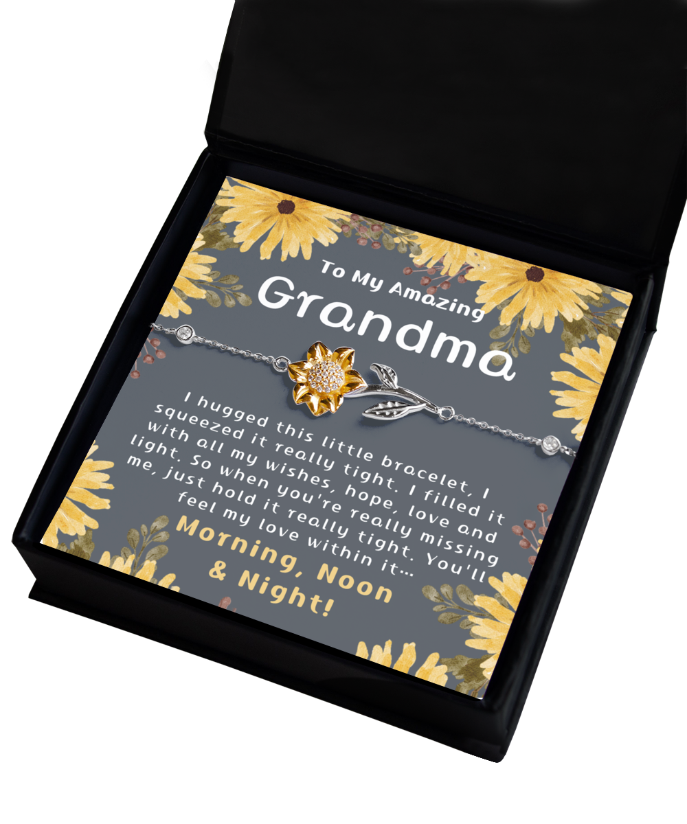 To My Amazing Grandma, Long Distance Grandma Gifts, 925 Sterling Silver Sunflower Bracelet, A Thoughtful Gift Grandma, Grandma Birthday Gift, Grandma Gifts Ideas