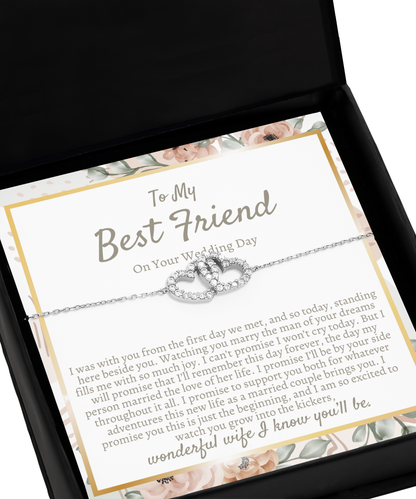 Best Friend Wedding Gift, Interlocking Bracelet for Bride, Bride Gift from Maid of Honor, Best Friend Gift on Her Wedding Day, Bestie Wedding, Silver 925