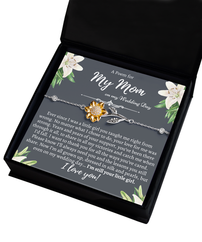 To My Mother on my wedding day, Mother of the Bride Gift from Daughter, Mom Wedding Gift, Sunflower Bracelet