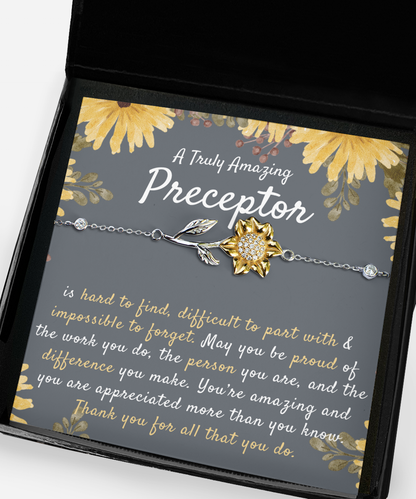 Gift For Preceptor, Preceptor Appreciation Gift, A Truly Amazing Preceptor Gift, Preceptor Sunflower Bracelet