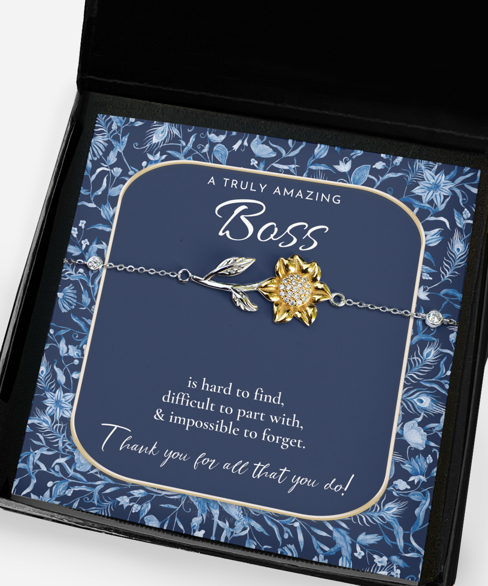 Boss Gift, Sunflower Bracelet for Boss, Gift for Female Boss, Girl Boss, Boss Lady, Thank You Gift, A Truly Amazing Boss Gift, Best Boss