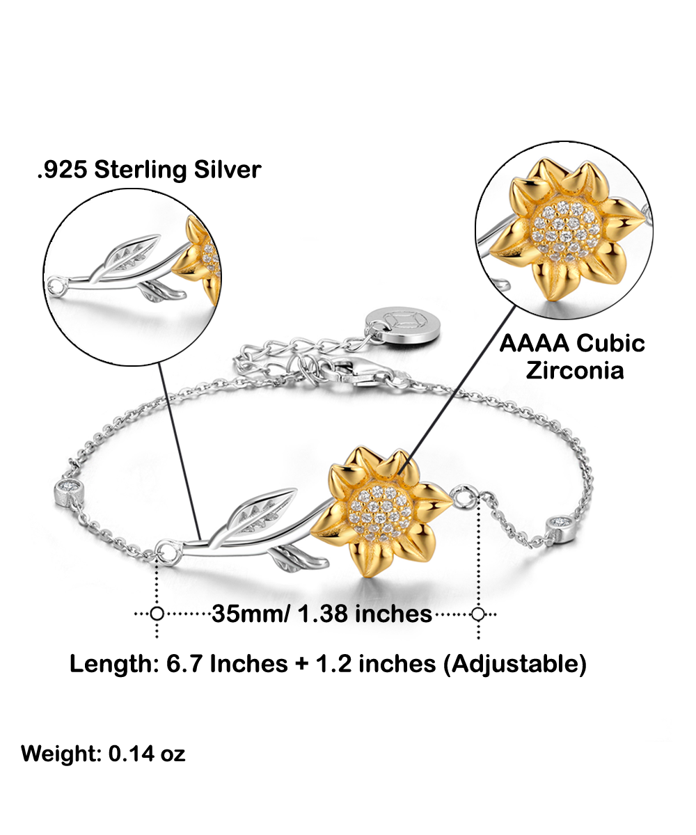 Gift For Best Friend 45th Birthday - Sterling Silver 925 Sunflower Bracelet